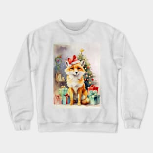 Watercolour Christmas Fox Crewneck Sweatshirt